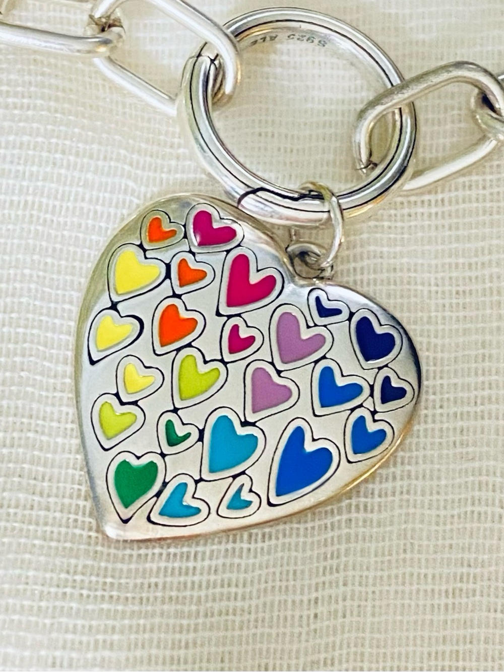 James Avery Full of Love Enamel Heart Dangle Charm | 925 Sterling & CZ